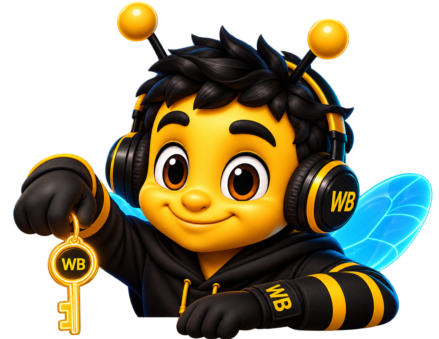 WebBee Maskottchen mit Schlüssel